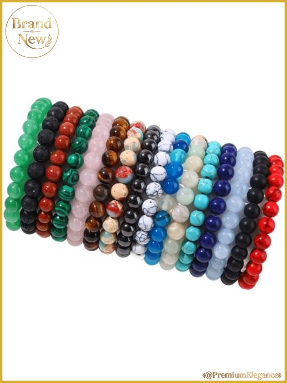 Semi-Precious Stone Beaded Stretch Bracelets 8mm for Men Women Yoga Meditation
